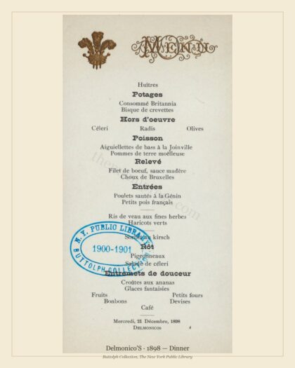 Delmonico'S · 1898 — Dinner