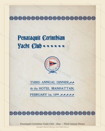Vintage menu preview — 1899 Vintage Dinner Menu — Penataquit Corinthian Yacht Club, Manhattan Gilded Ag