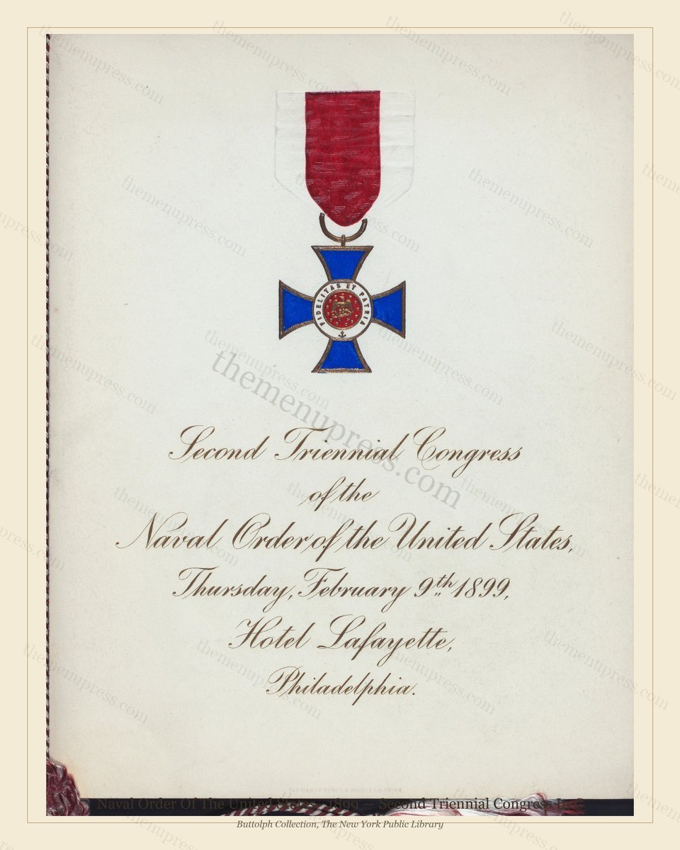 Vintage menu preview — 1899 Vintage Banquet Menu — Naval Order of the United States, Manhattan Gilded A