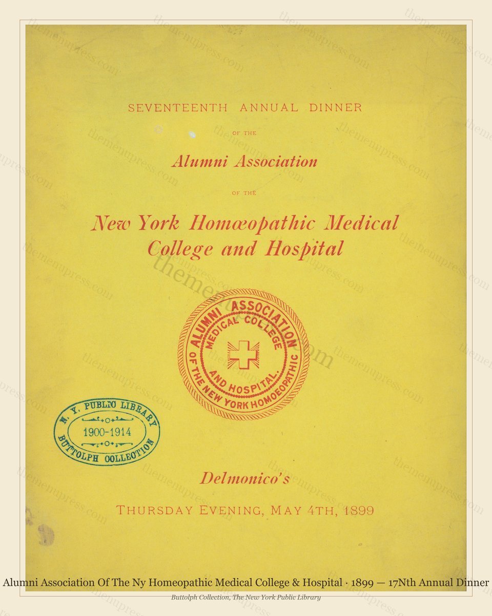 Vintage menu preview — 1899 Vintage Dinner Menu — Alumni Association of the Ny Homeopathic, Manhattan G