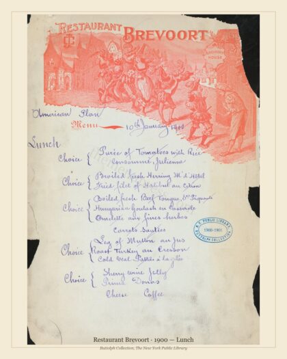 Restaurant Brevoort · 1900 — Lunch
