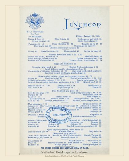 Netherland Hotel · 1900 — Luncheon