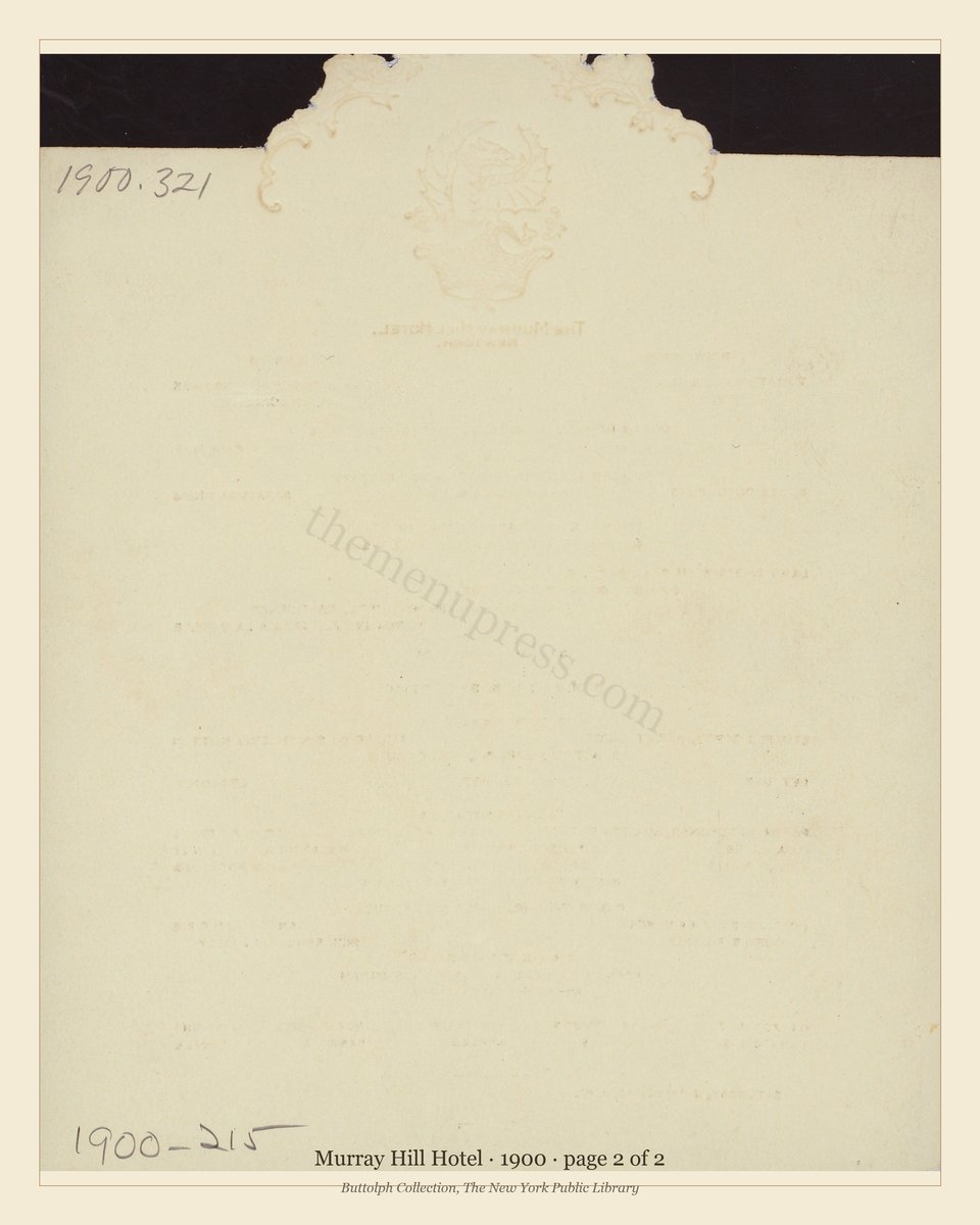Vintage menu — page 2 of 2