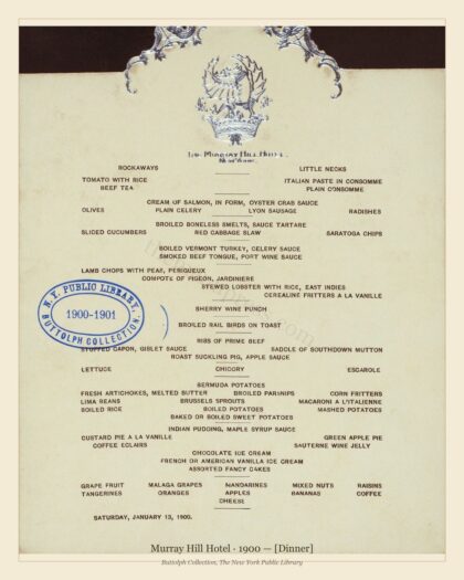 Murray Hill Hotel · 1900 — [Dinner]