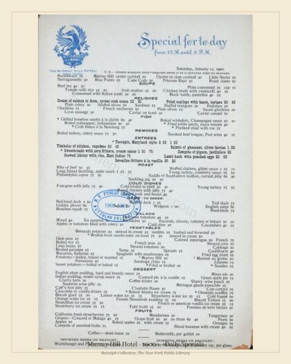 Murray Hill Hotel · 1900 — Daily Specials