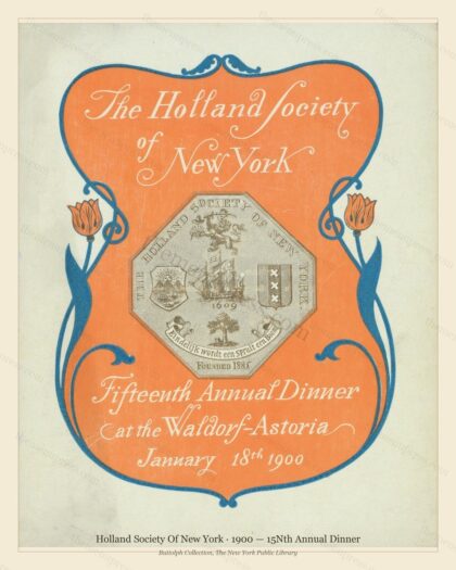Vintage menu preview — 1900 Vintage Dinner Menu — Holland Society of New York, Manhattan Gilded Age Ban