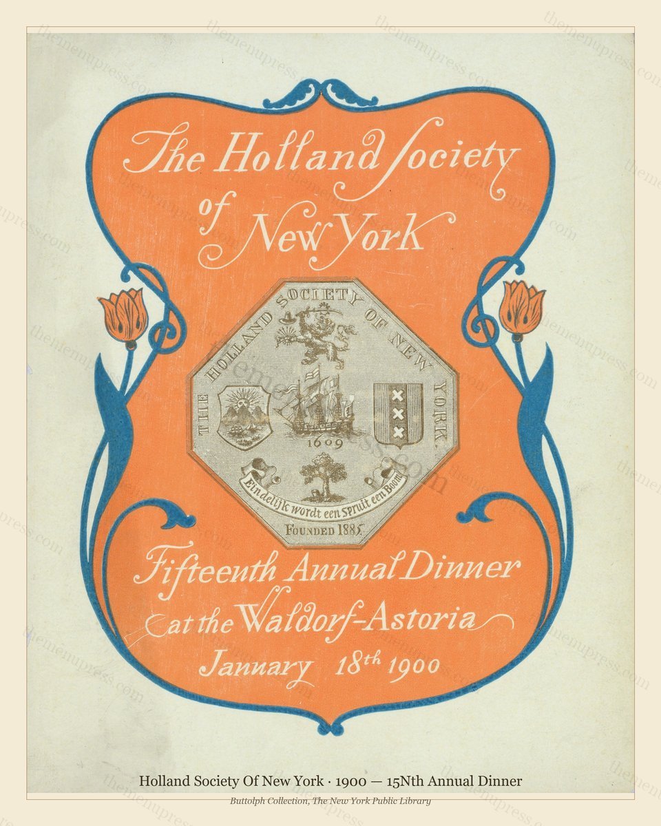 Vintage menu preview — 1900 Vintage Dinner Menu — Holland Society of New York, Manhattan Gilded Age Ban
