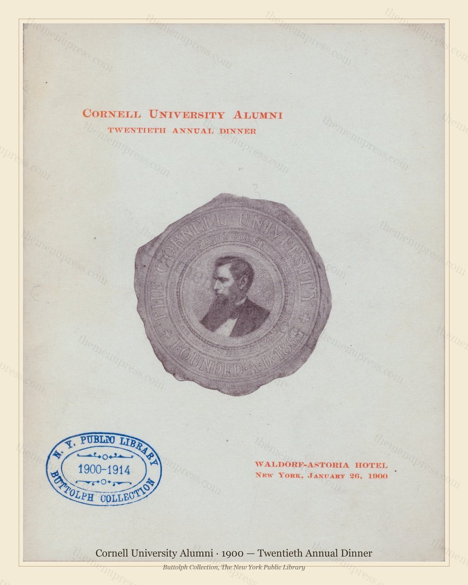 Vintage menu preview — 1900 Vintage Dinner Menu — Cornell University Alumni, Manhattan Gilded Age Banqu