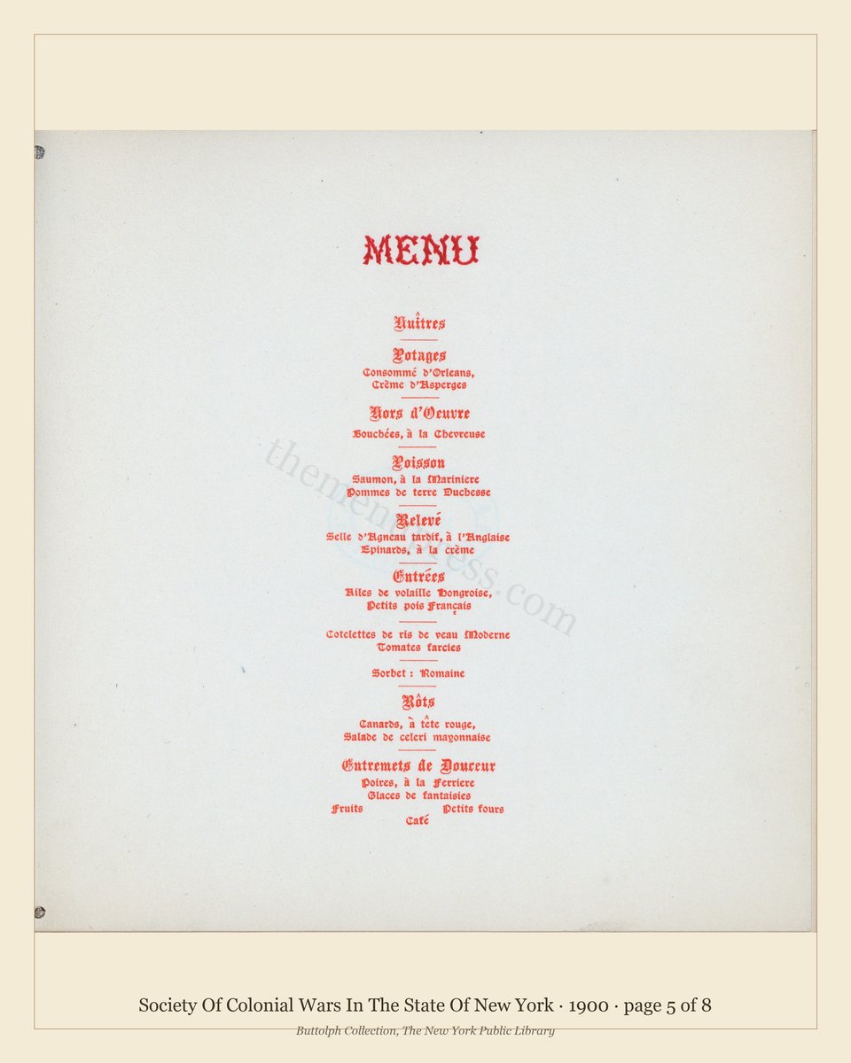 Vintage menu — page 5 of 7