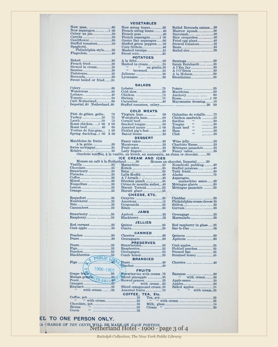 Vintage menu — page 3 of 4