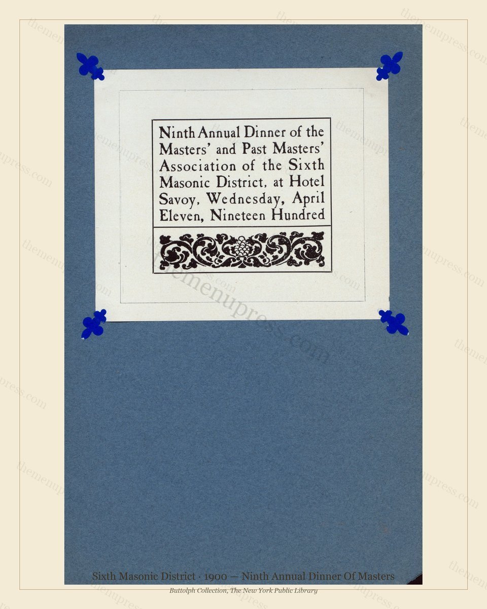 Vintage menu preview — 1900 Vintage Dinner Menu — Sixth Masonic District, Manhattan Gilded Age Banquet