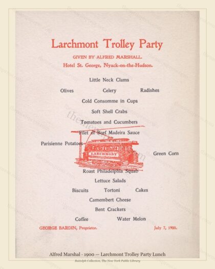 Vintage menu preview — 1900 Vintage Lunch Menu — Alfred Marshal, Manhattan Gilded Age Banquet (Complete