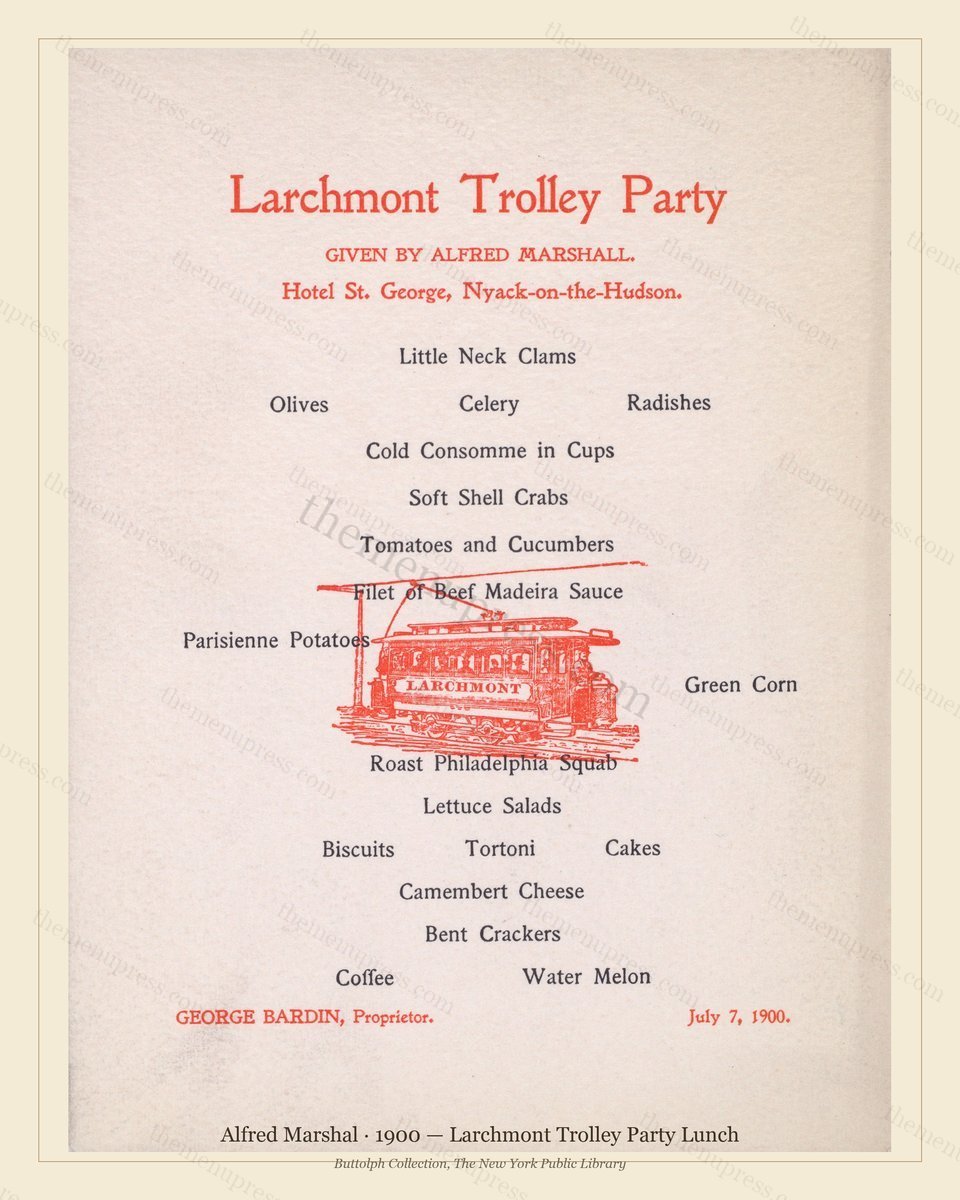 Vintage menu preview — 1900 Vintage Lunch Menu — Alfred Marshal, Manhattan Gilded Age Banquet (Complete