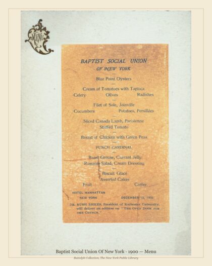 Baptist Social Union Of New York · 1900 — Menu