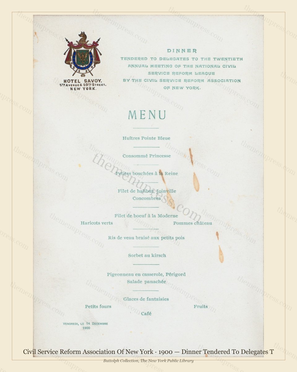 Vintage menu preview — 1900 Vintage Dinner Menu — Civil Service Reform Association of New , Manhattan G