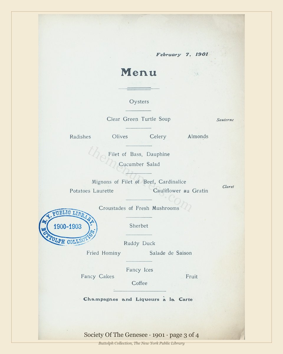 Vintage menu — page 3 of 4