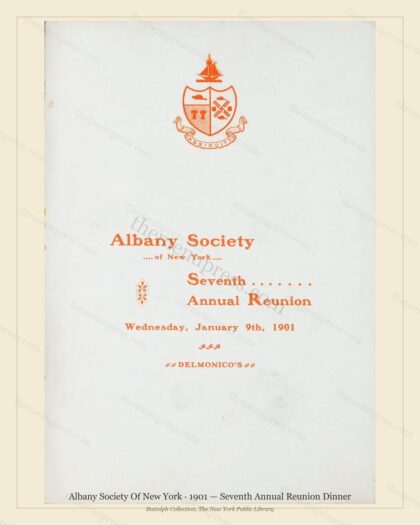 Vintage menu preview — 1901 Vintage Dinner Menu — Albany Society of New York, Manhattan Gilded Age Banq