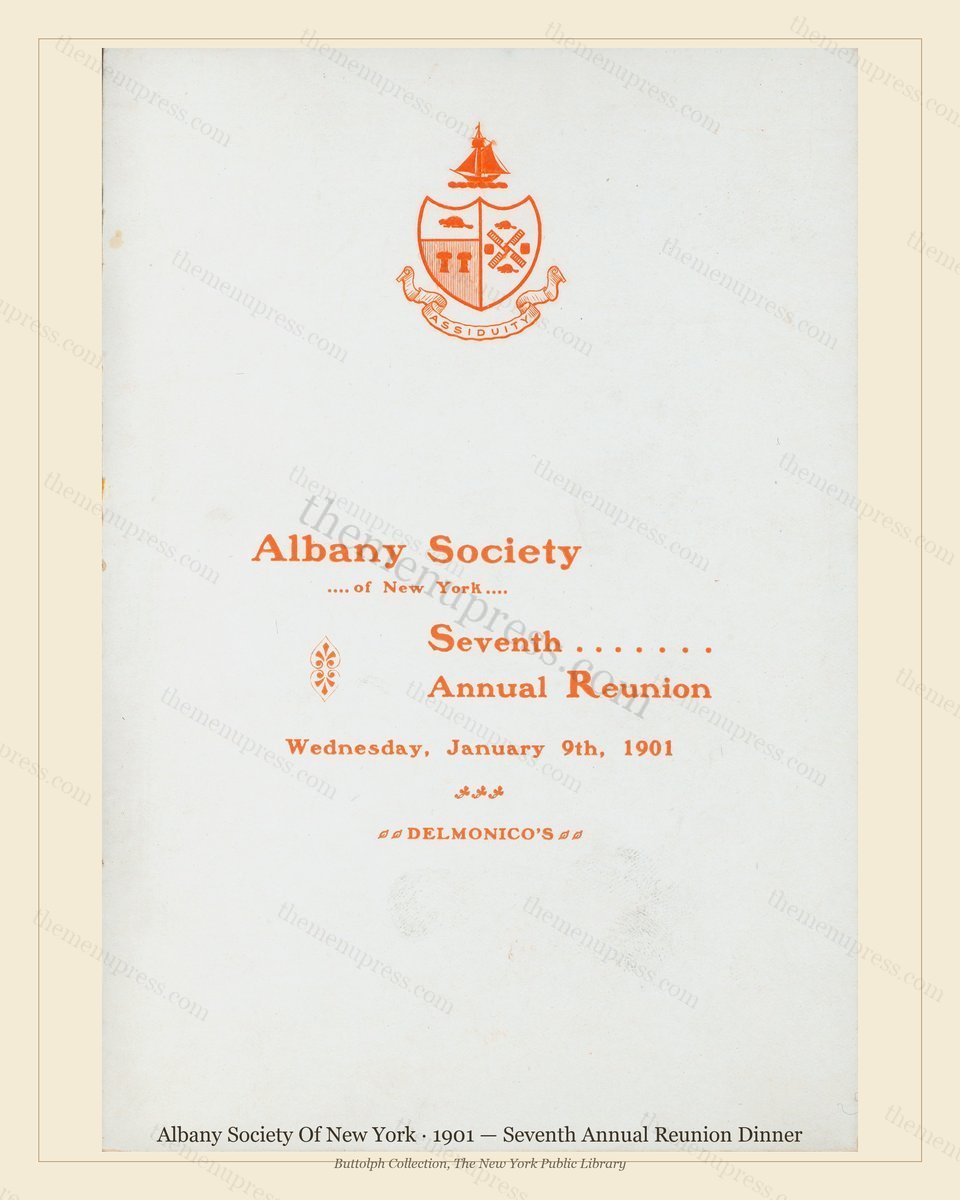 Vintage menu preview — 1901 Vintage Dinner Menu — Albany Society of New York, Manhattan Gilded Age Banq