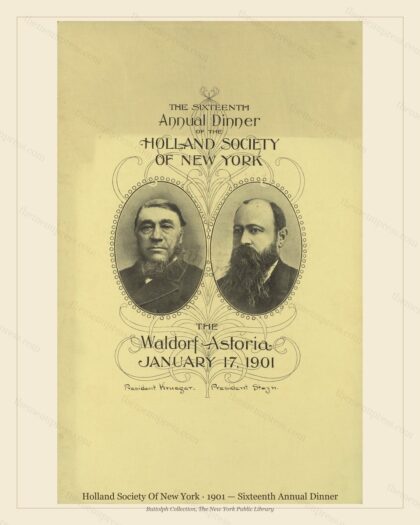 Vintage menu preview — 1901 Vintage Dinner Menu — Holland Society of New York, Manhattan Gilded Age Ban