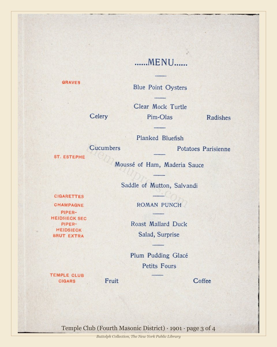Vintage menu — page 3 of 4