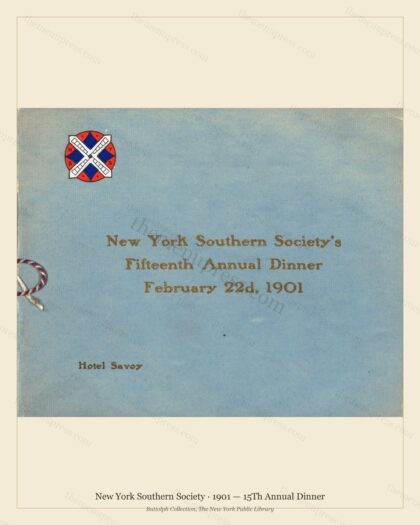 Vintage menu preview — 1901 Vintage Dinner Menu — New York Southern Society, Manhattan Gilded Age Banqu