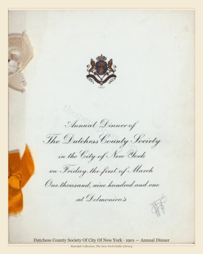 Dutchess County Society Of City Of New York · 1901 — Annual Dinner