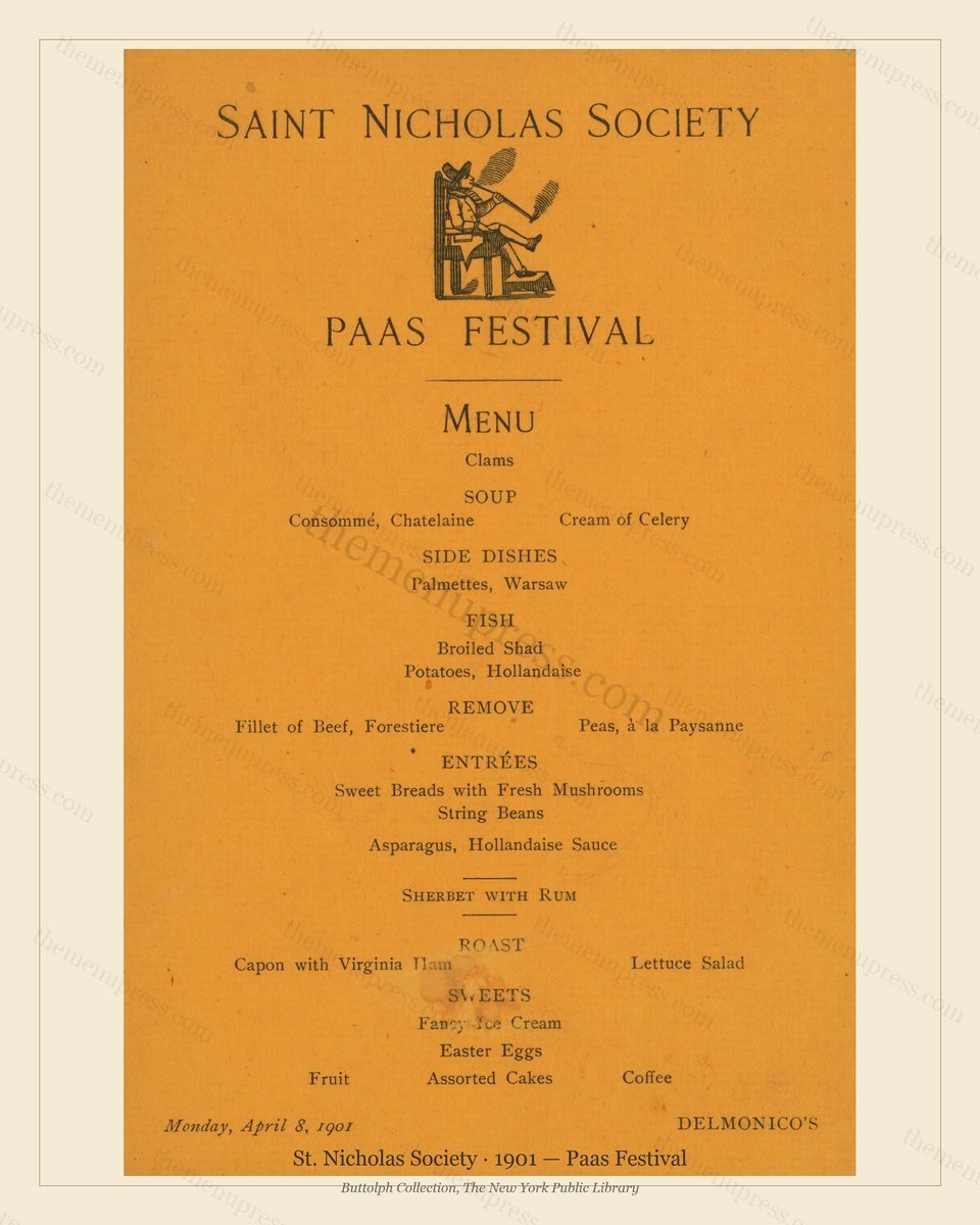 Vintage menu preview — 1901 Vintage Banquet Menu — St. Nicholas Society, Manhattan Gilded Age Banquet (