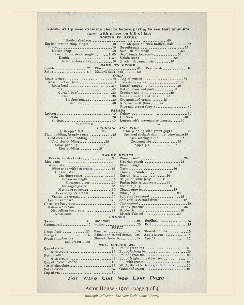 Vintage menu — page 3 of 4