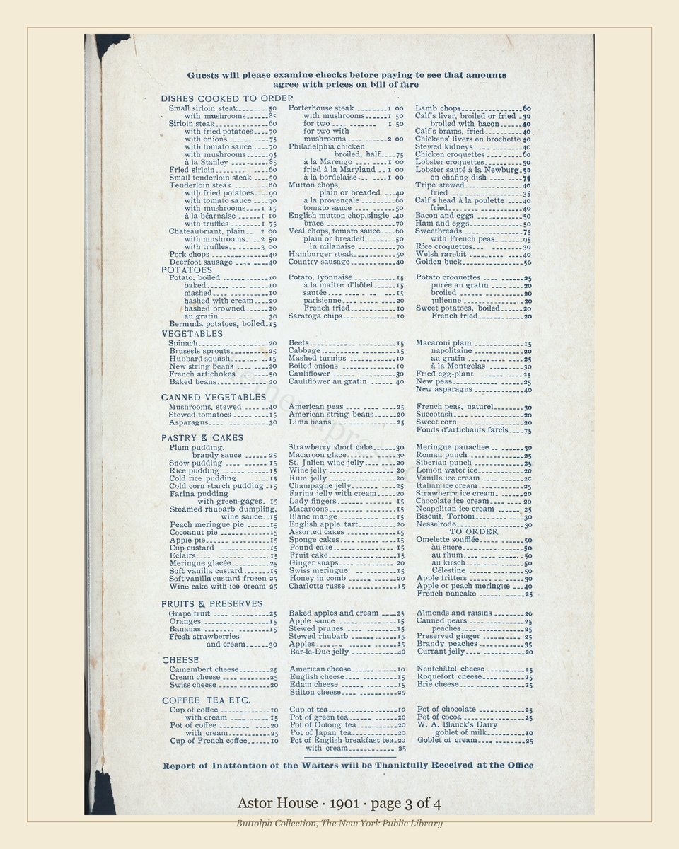 Vintage menu — page 3 of 4
