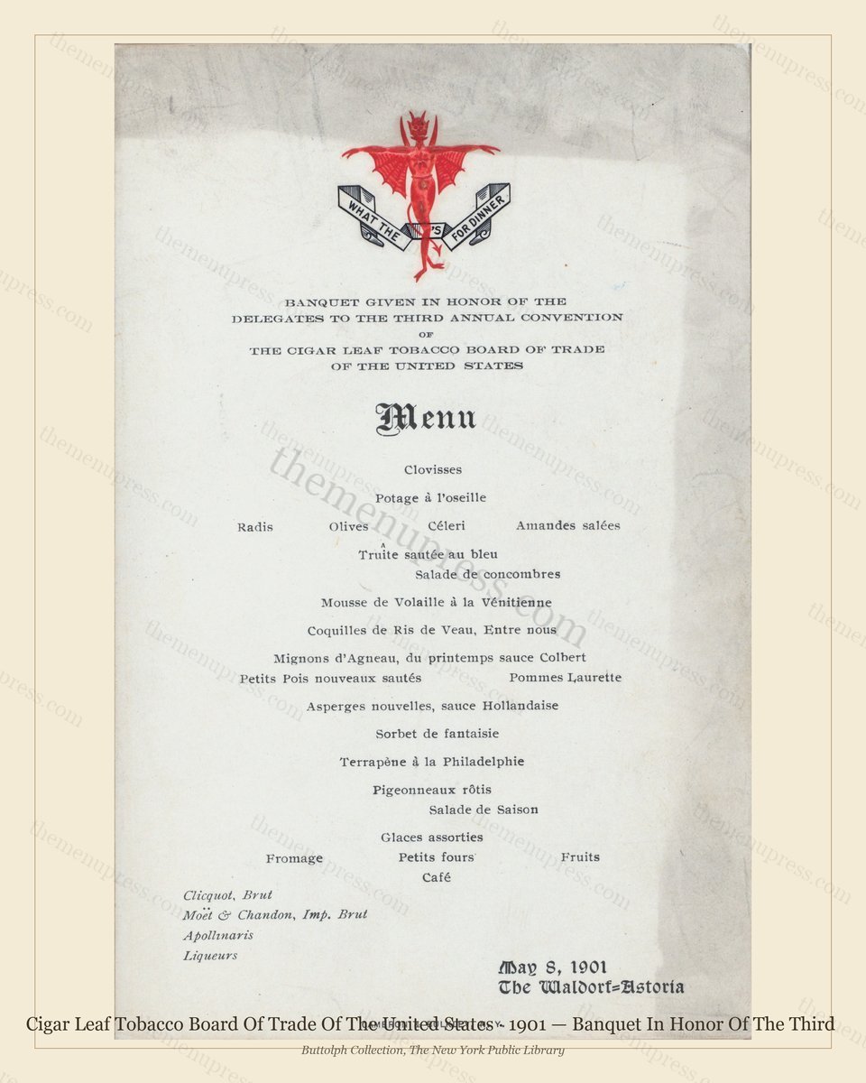 Vintage menu preview — 1901 Vintage Banquet Menu — Cigar Leaf Tobacco Board of Trade of the, Manhattan