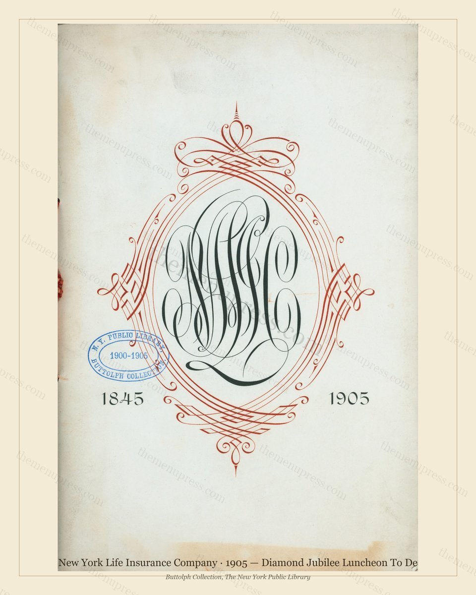 Vintage menu preview — 1905 Vintage Lunch Menu — New York Life Insurance, Manhattan Gilded Age Banquet