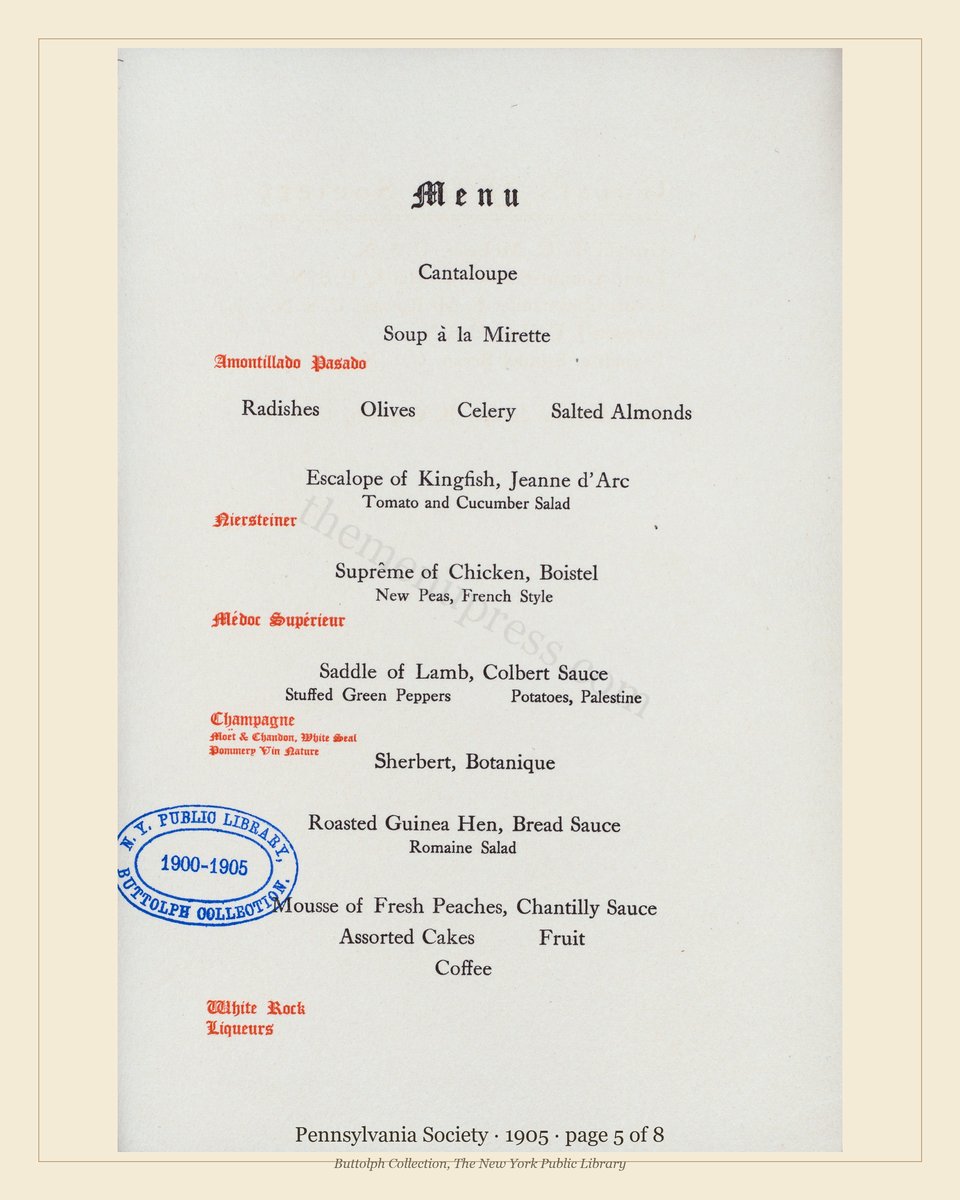 Vintage menu — page 5 of 8