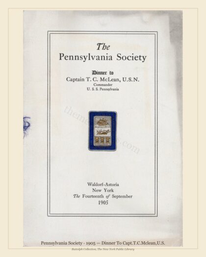 Pennsylvania Society · 1905 — Dinner To Capt.T.C.Mclean,U.S.