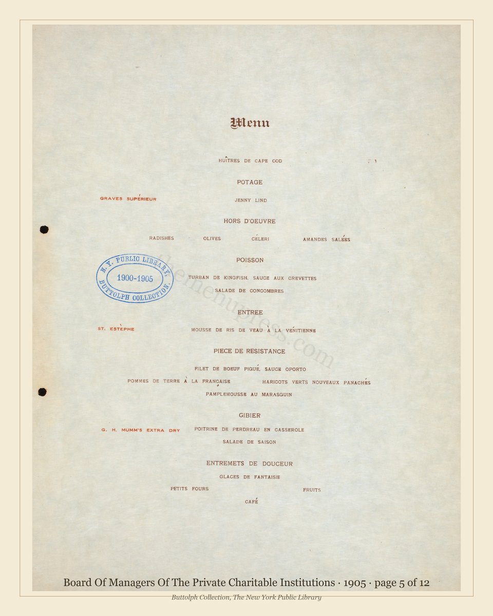 Vintage menu — page 5 of 7