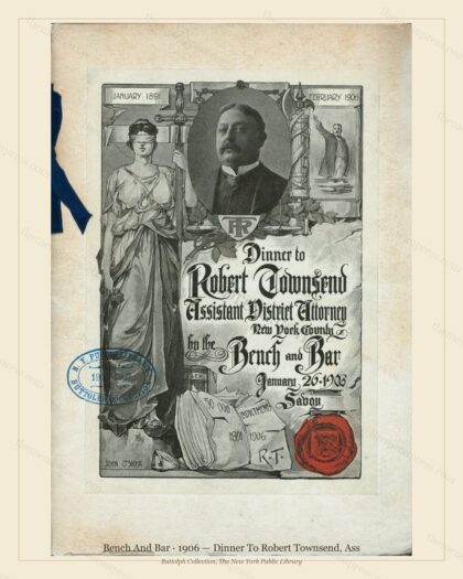 Vintage menu preview — 1906 Vintage Dinner Menu — Bench and Bar, Manhattan Gilded Age Banquet (Complete