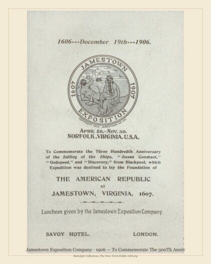 Jamestown Exposition Company · 1906 — To Commemorate The 300Th Anniv