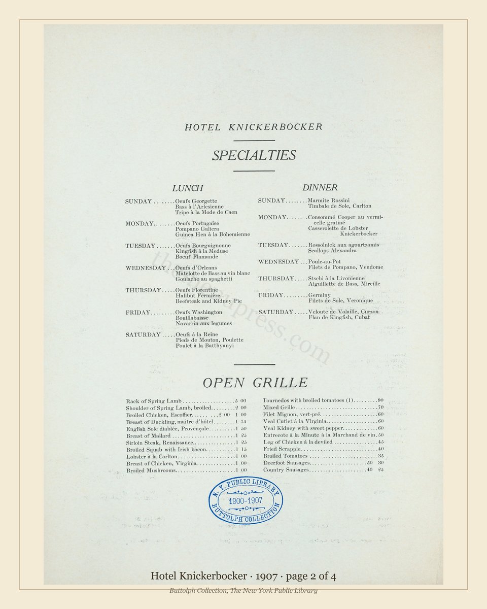 Vintage menu — page 2 of 4