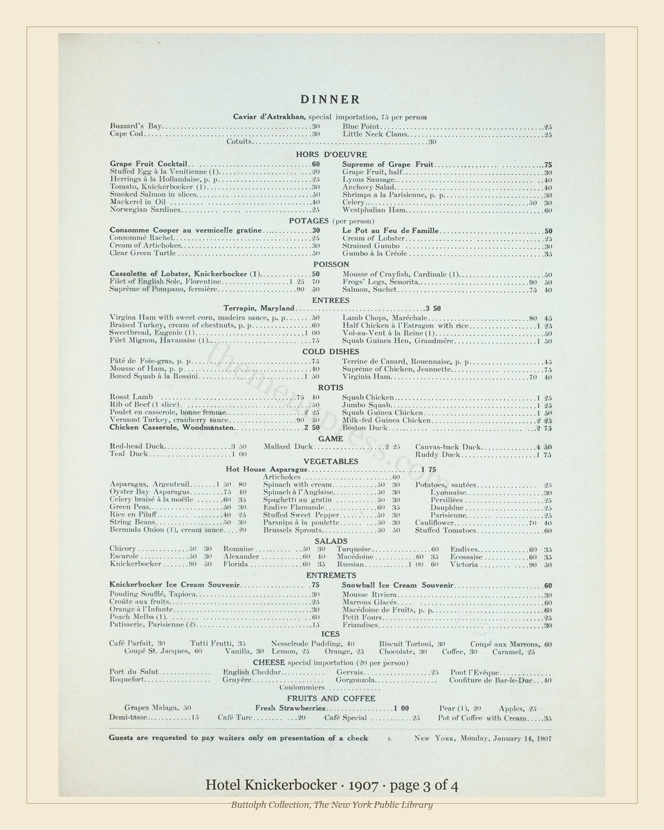 Vintage menu — page 3 of 4
