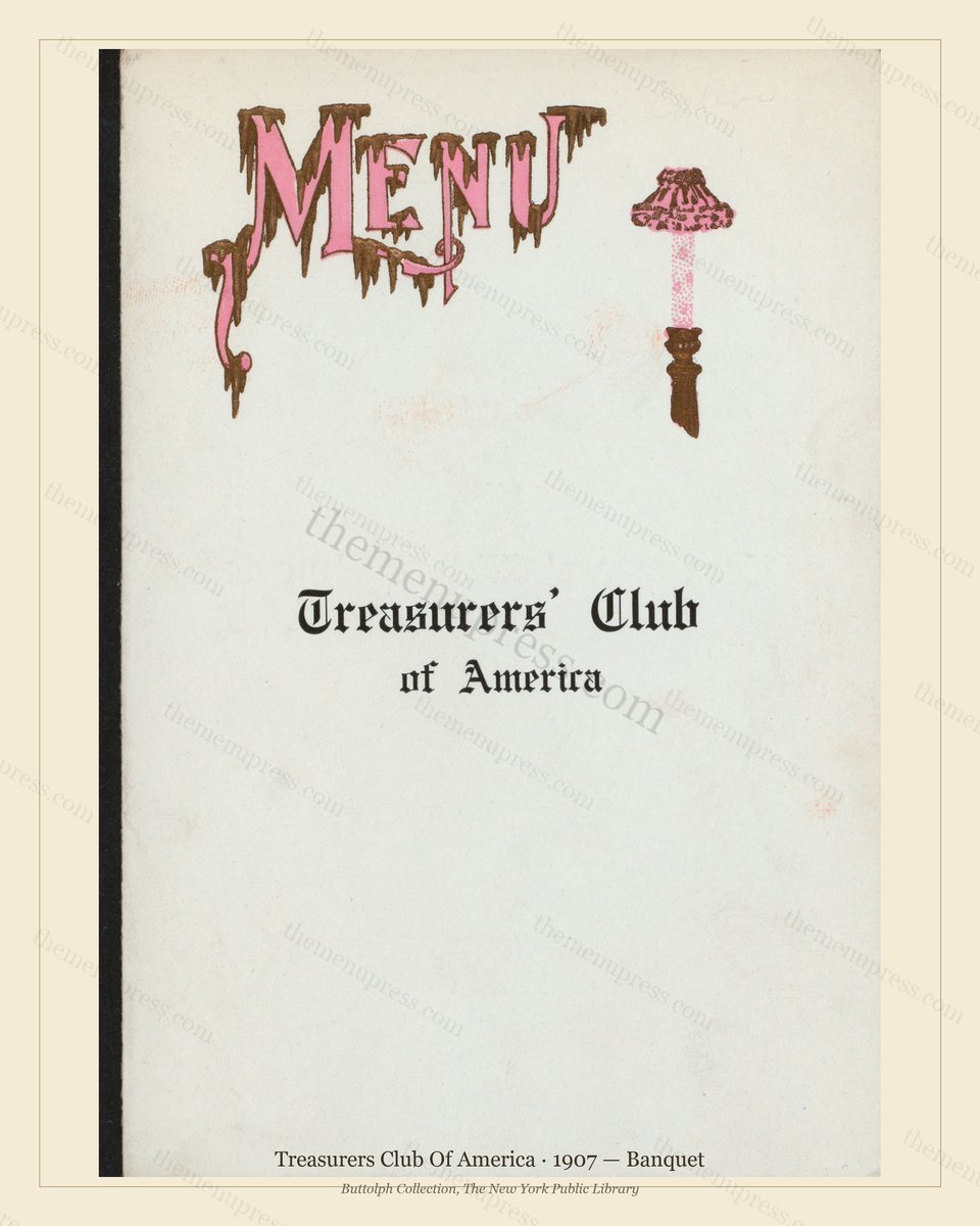 Vintage menu preview — 1907 Vintage Banquet Menu — Treasurers Club of America, Manhattan Gilded Age Ban
