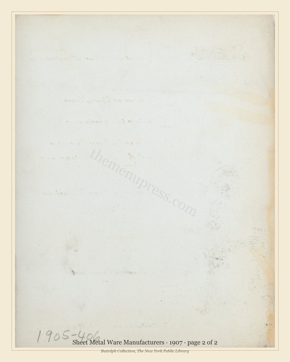 Vintage menu — page 2 of 2