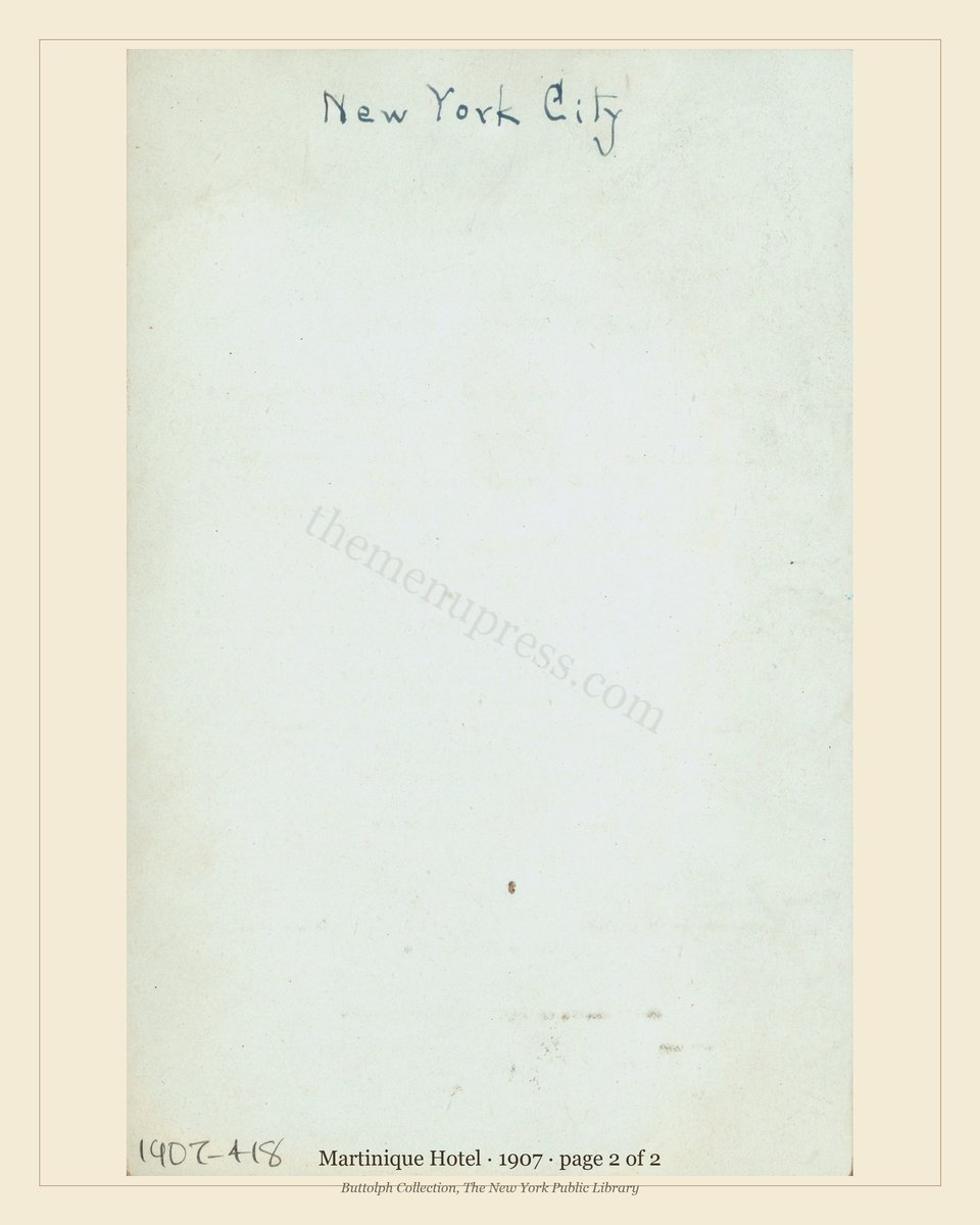 Vintage menu — page 2 of 2