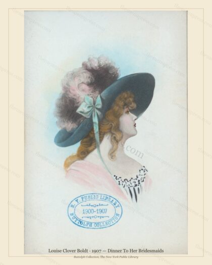Vintage menu preview — 1907 Vintage Dinner Menu — Louise Clover Boldt, Manhattan Gilded Age Banquet (Co