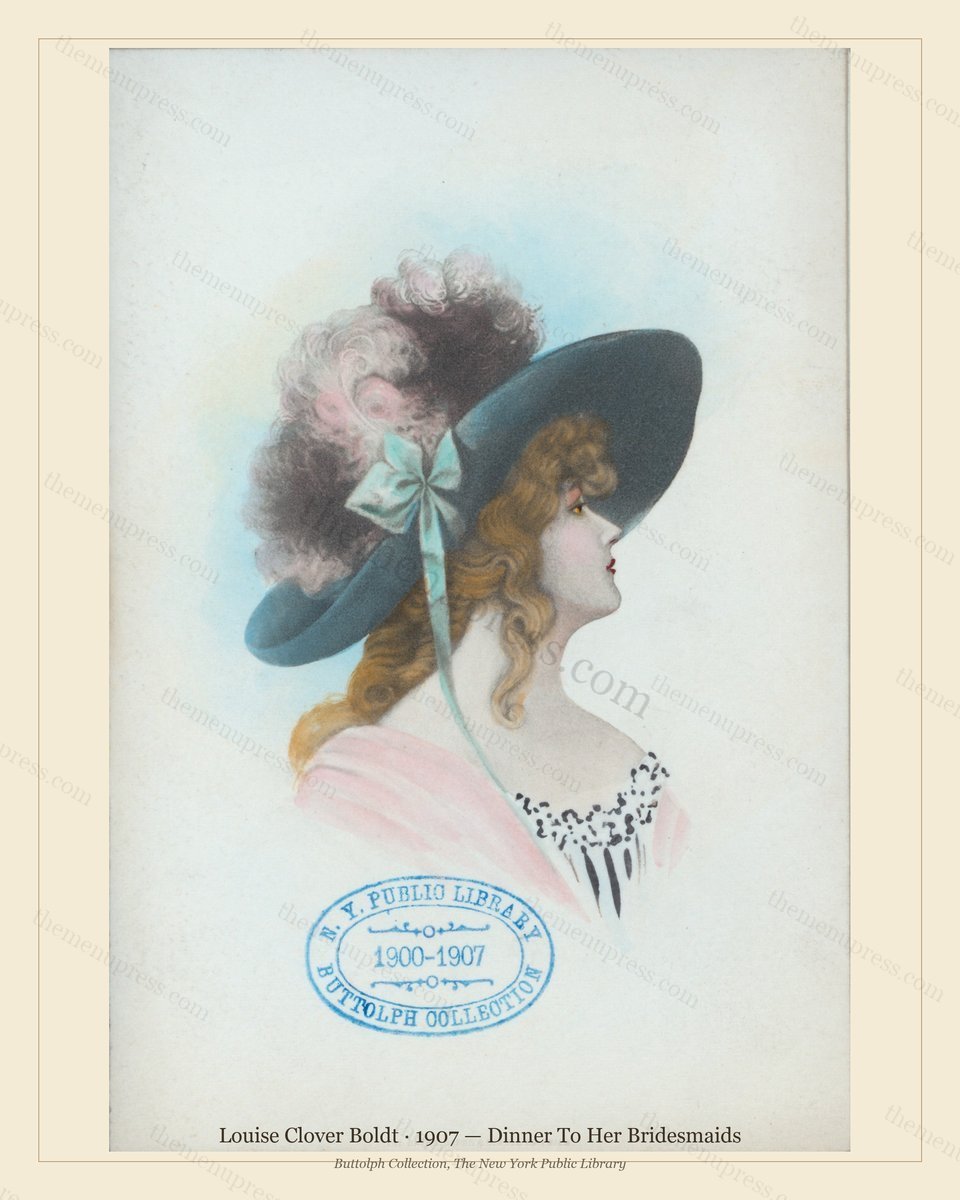 Vintage menu preview — 1907 Vintage Dinner Menu — Louise Clover Boldt, Manhattan Gilded Age Banquet (Co