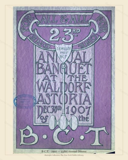 Vintage menu preview — 1907 Vintage Dinner Menu — B.C.T, Manhattan Gilded Age Banquet (Complete 4-Page