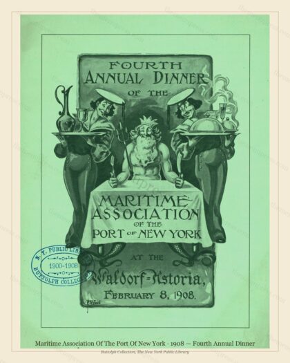 Vintage menu preview — 1908 Vintage Dinner Menu — Maritime Association of the Port of New , Manhattan G