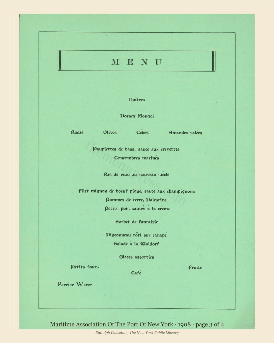 Vintage menu — page 3 of 3