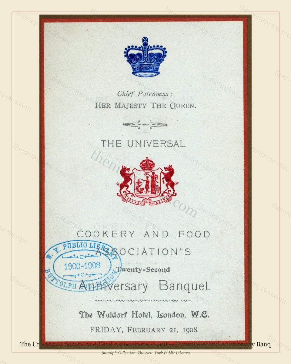 Vintage menu preview — 1908 Vintage Banquet Menu — The Universal Cookery and Food Associati, Manhattan