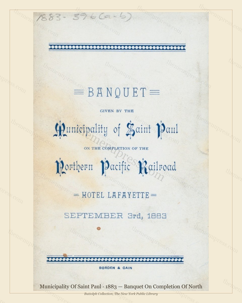 Vintage menu preview — 1883 Vintage Banquet Menu — Municipality of Saint Paul, Manhattan Gilded Age Ban