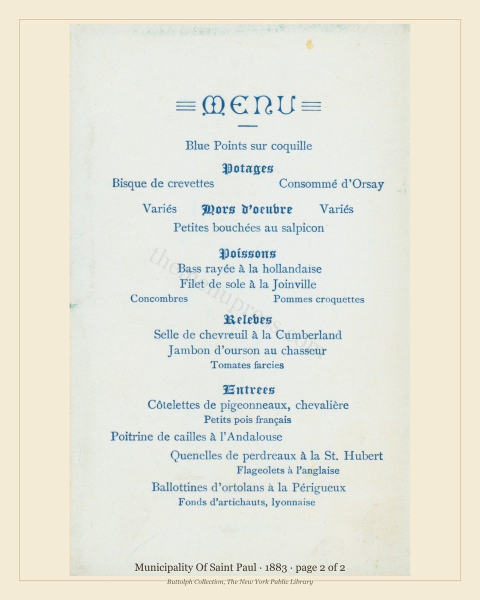 Vintage menu — page 2 of 2