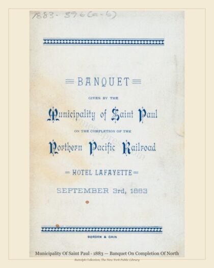Municipality Of Saint Paul · 1883 — Banquet On Completion Of North